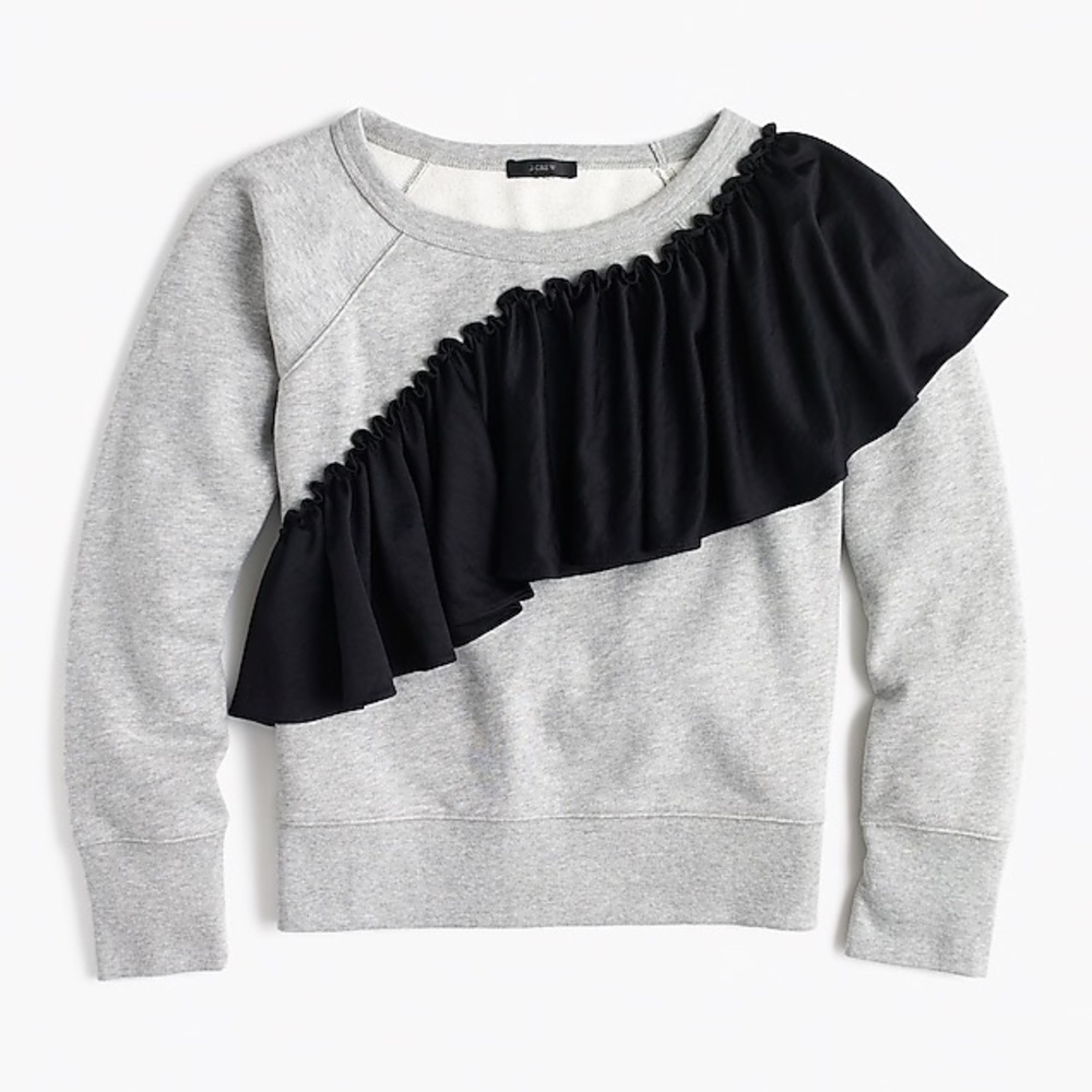 J. Crew Asymetrical Ruffle Sweatshirt